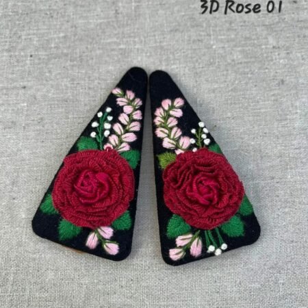 Handmade 3D Rose Embroidered Hair Clip - Image 2