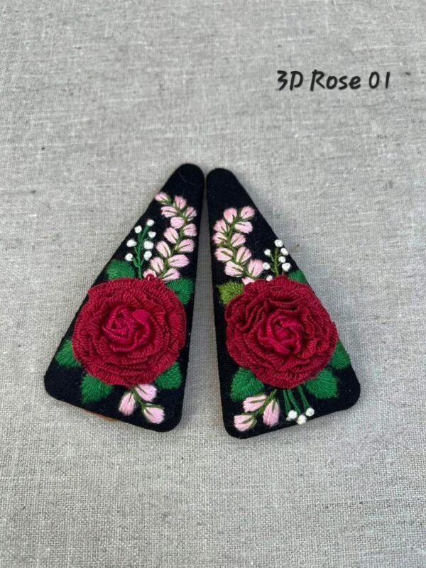 Handmade 3D Rose Embroidered Hair Clip