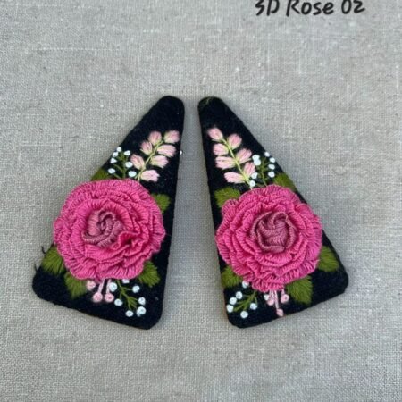 Handmade 3D Rose Embroidered Hair Clip - Image 3