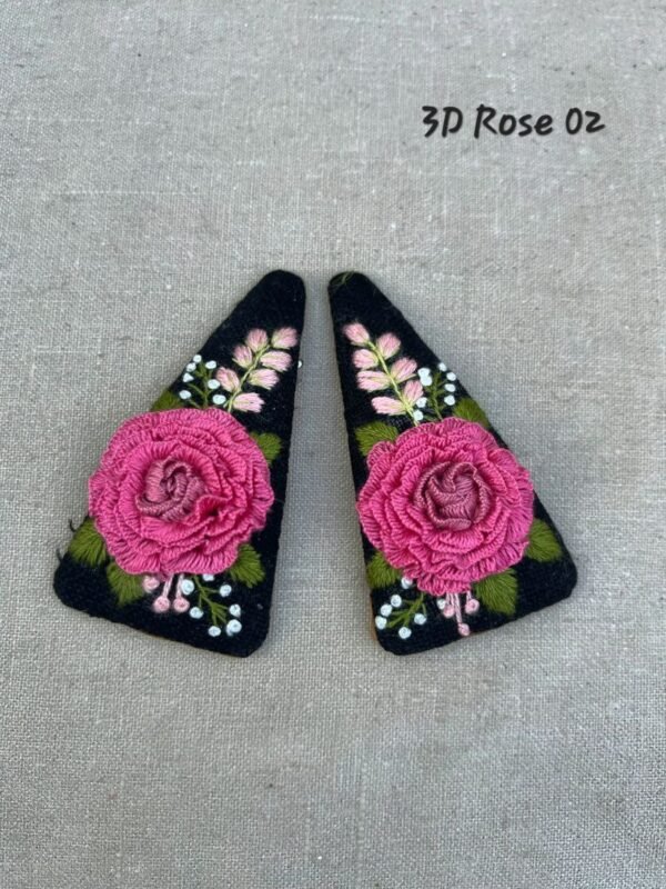 Handmade 3D Rose Embroidered Hair Clip