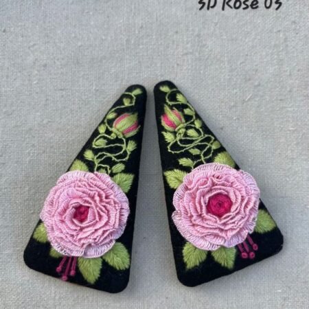 Handmade 3D Rose Embroidered Hair Clip - Image 4