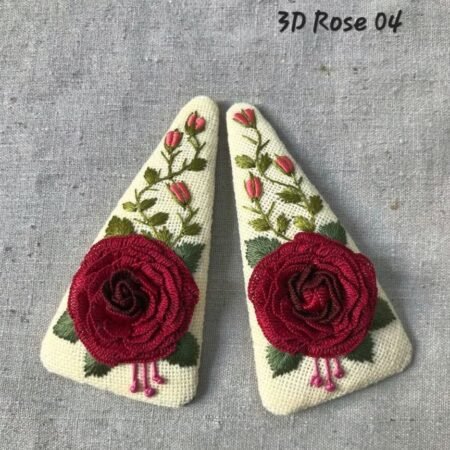 Handmade 3D Rose Embroidered Hair Clip - Image 5