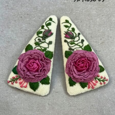 Handmade 3D Rose Embroidered Hair Clip - Image 6