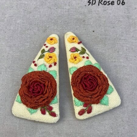 Handmade 3D Rose Embroidered Hair Clip - Image 7