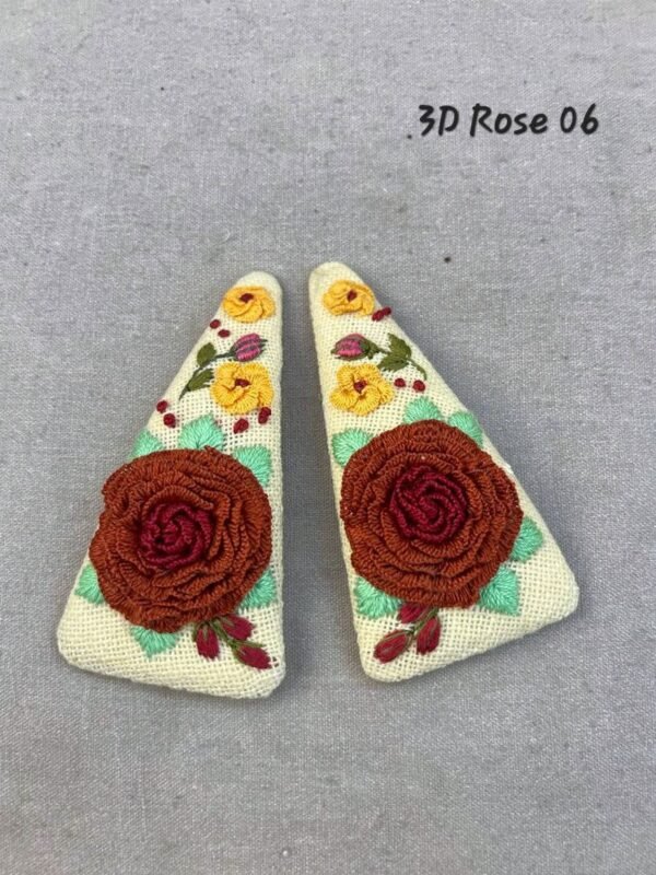 Handmade 3D Rose Embroidered Hair Clip