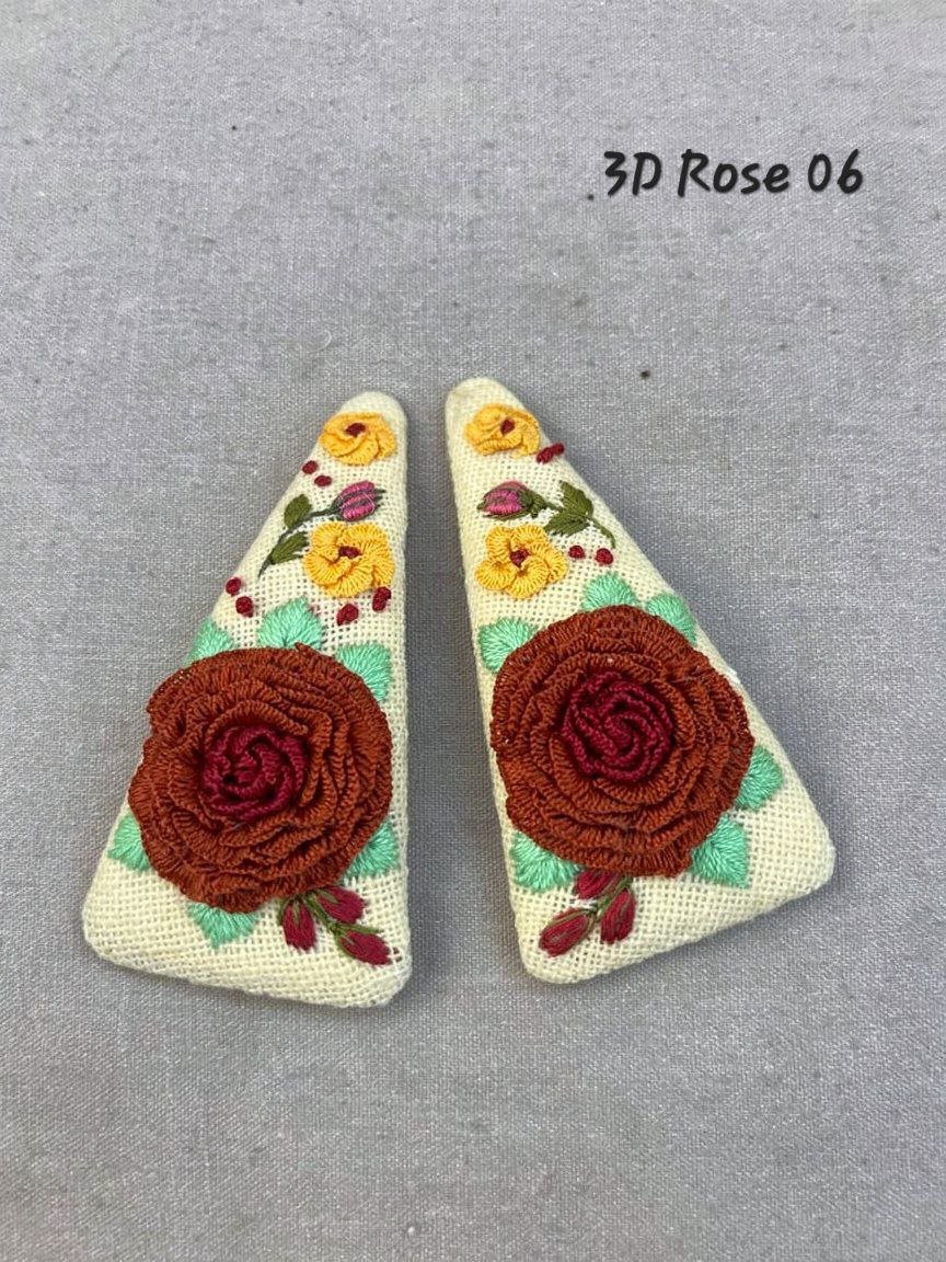 Handmade 3D Rose Embroidered Hair Clip - Image 7