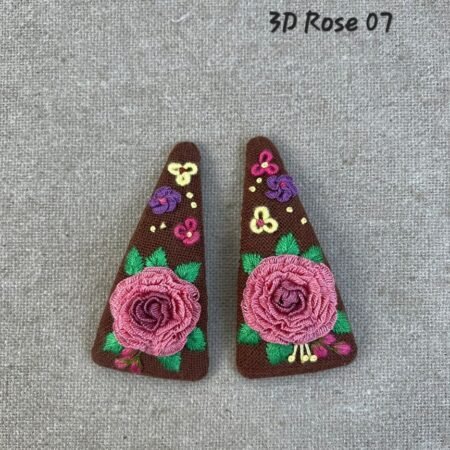 Handmade 3D Rose Embroidered Hair Clip - Image 8