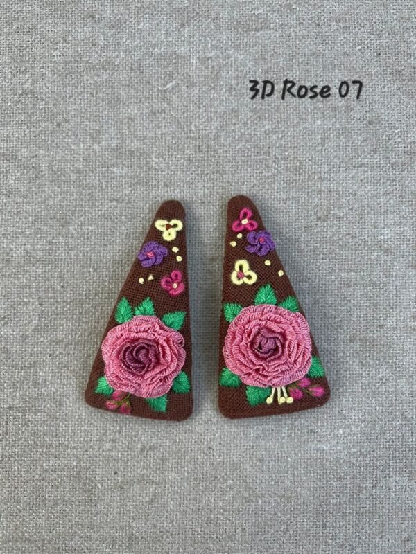 Handmade 3D Rose Embroidered Hair Clip