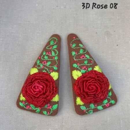Handmade 3D Rose Embroidered Hair Clip - Image 9