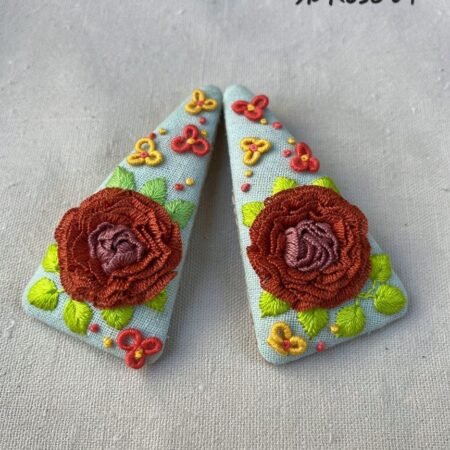 Handmade 3D Rose Embroidered Hair Clip - Image 10