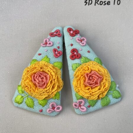 Handmade 3D Rose Embroidered Hair Clip - Image 11