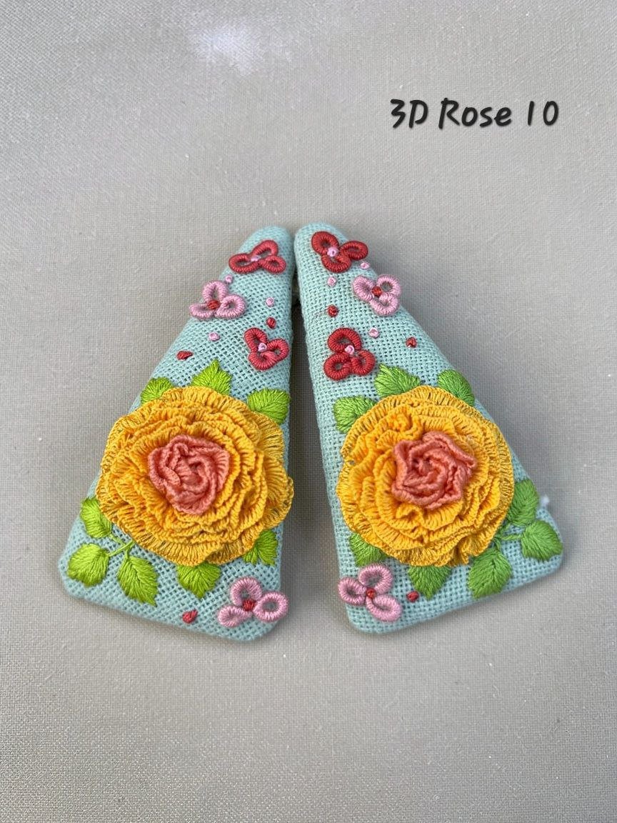 Handmade 3D Rose Embroidered Hair Clip - Image 11