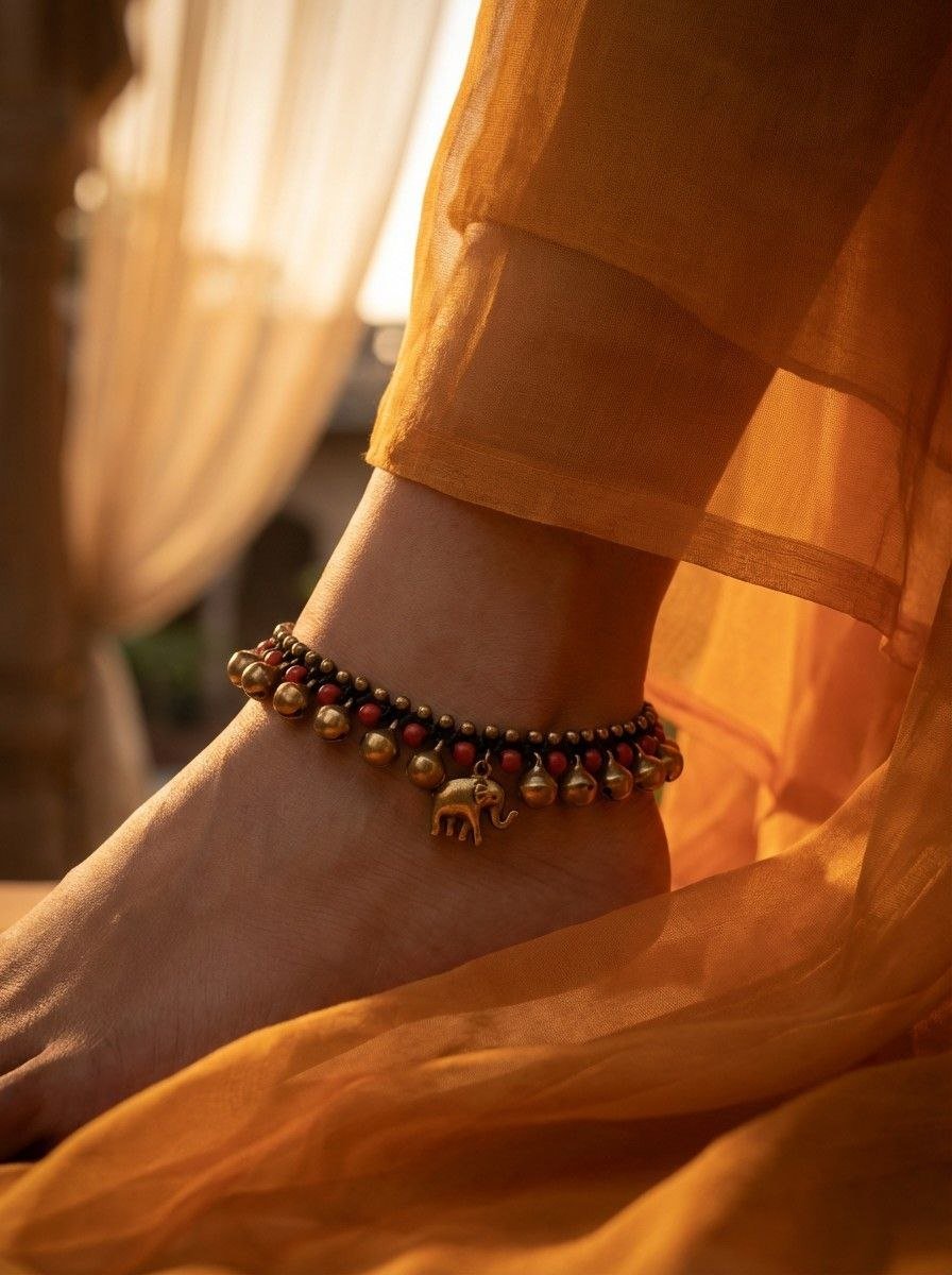 Handmade Brass Bell Anklet - Image 5