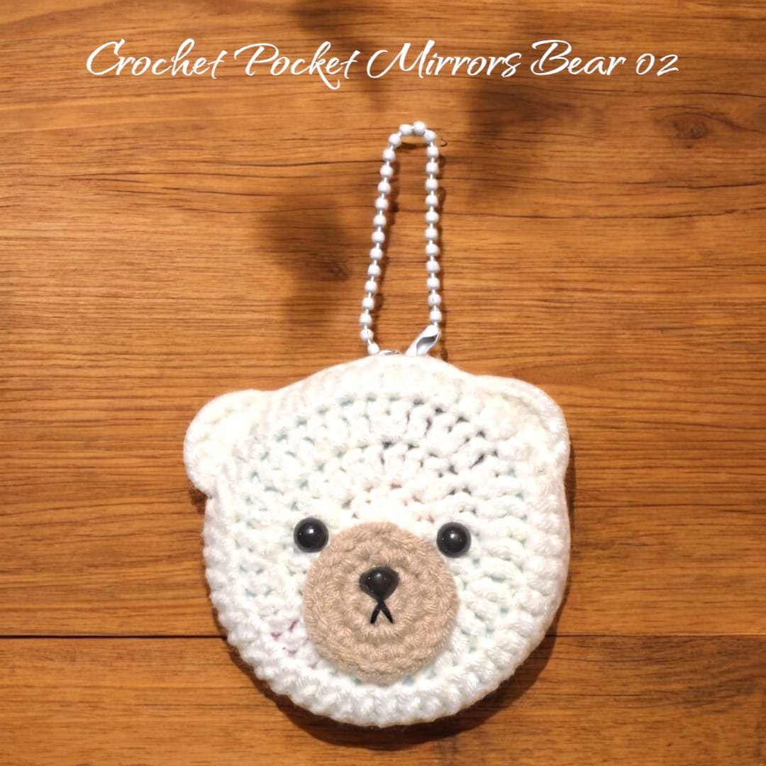 Crochet Pocket Mirror Keychain (Bear) - Image 5