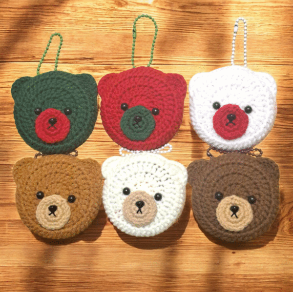 Crochet Pocket Mirror Keychain (Bear)