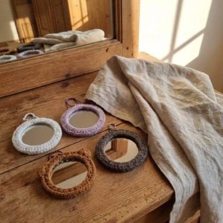 Crochet Pocket Mirror Keychain (Bear) - Image 2