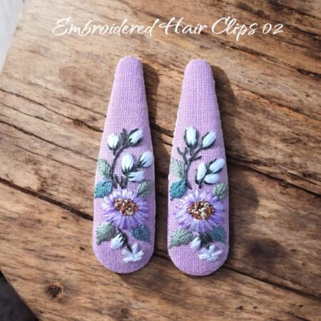 Floral Embroidered Hair Clips - Image 3