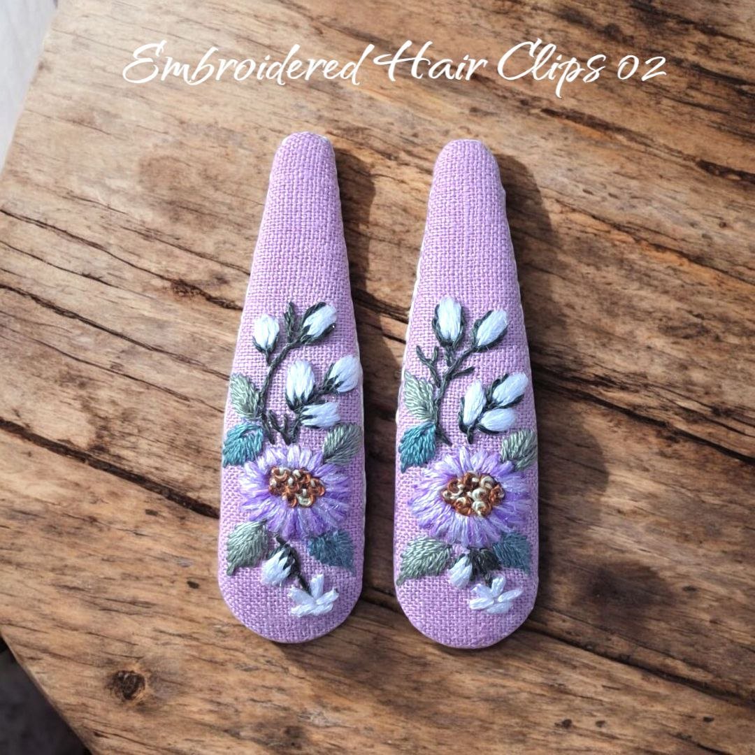 Floral Embroidered Hair Clips - Image 3
