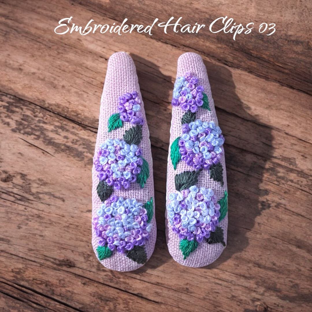 Floral Embroidered Hair Clips - Image 4