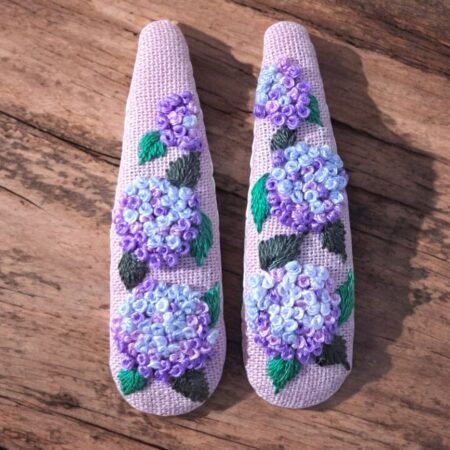 Floral Embroidered Hair Clips