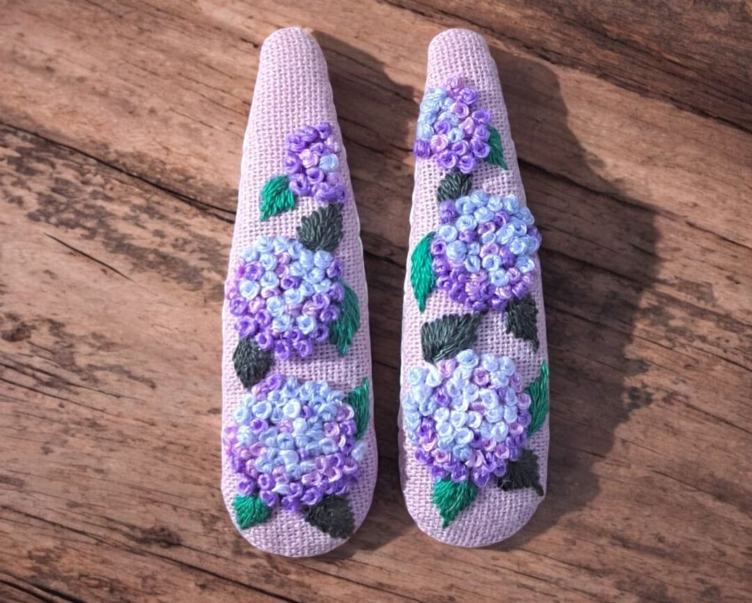 Floral Embroidered Hair Clips - Image 1