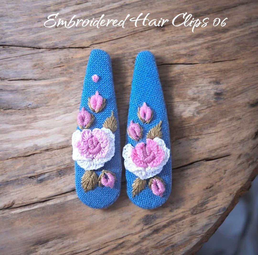 Floral Embroidered Hair Clips - Image 5