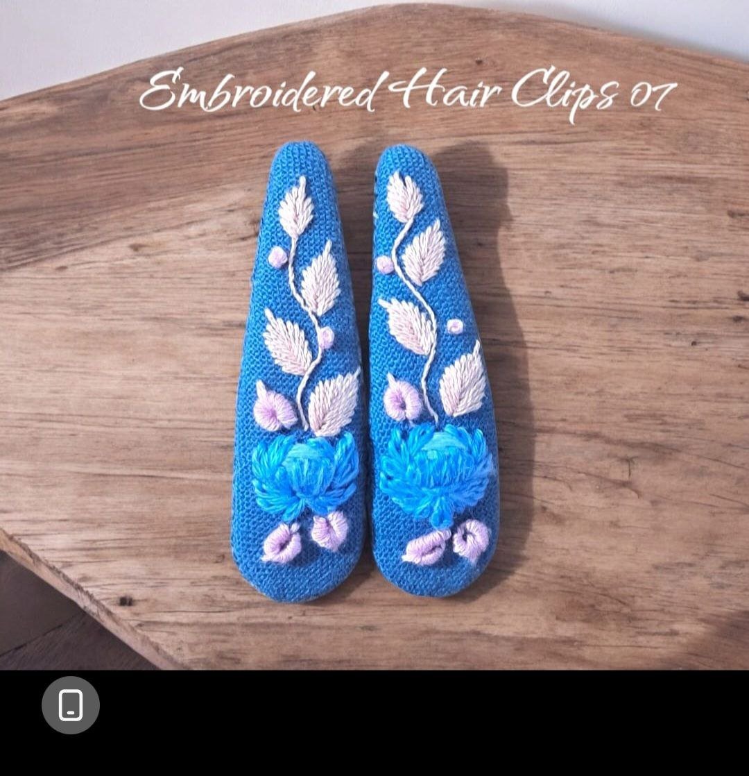 Floral Embroidered Hair Clips - Image 6