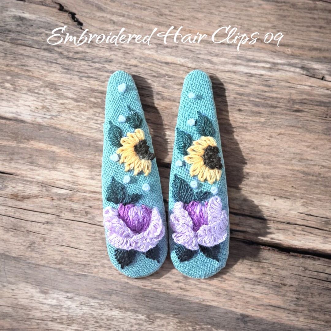 Floral Embroidered Hair Clips - Image 7
