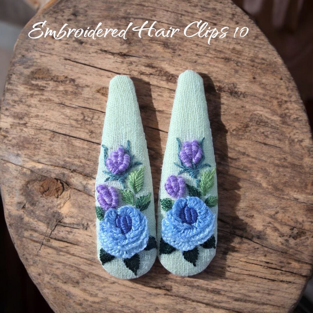 Floral Embroidered Hair Clips - Image 8