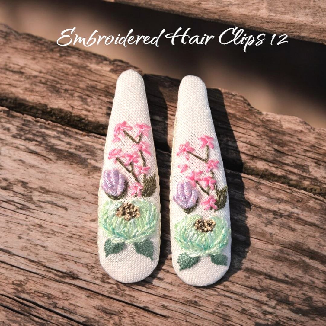 Floral Embroidered Hair Clips - Image 9