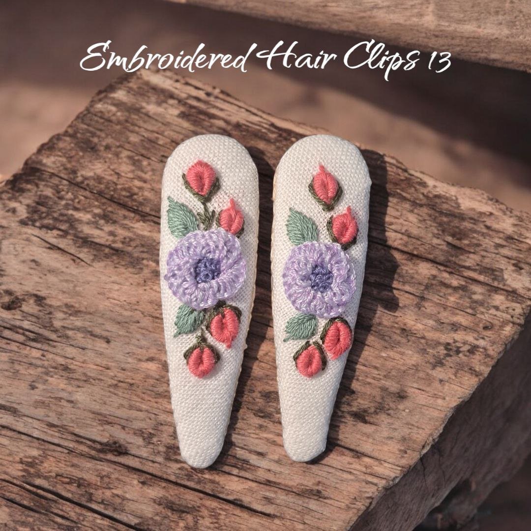 Floral Embroidered Hair Clips - Image 10