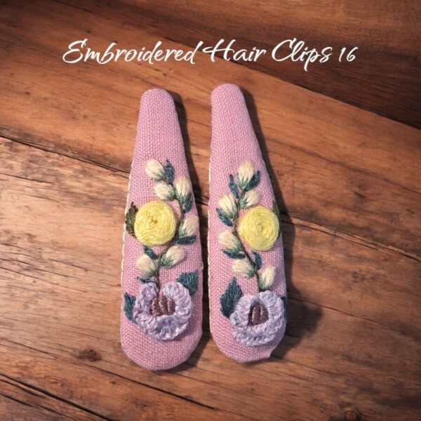 Floral Embroidered Hair Clips