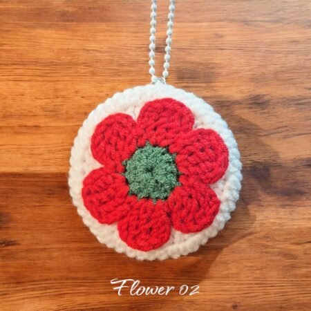 Crochet Pocket Mirror Keychain - (Flower) - Image 4