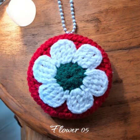 Crochet Pocket Mirror Keychain - (Flower)
