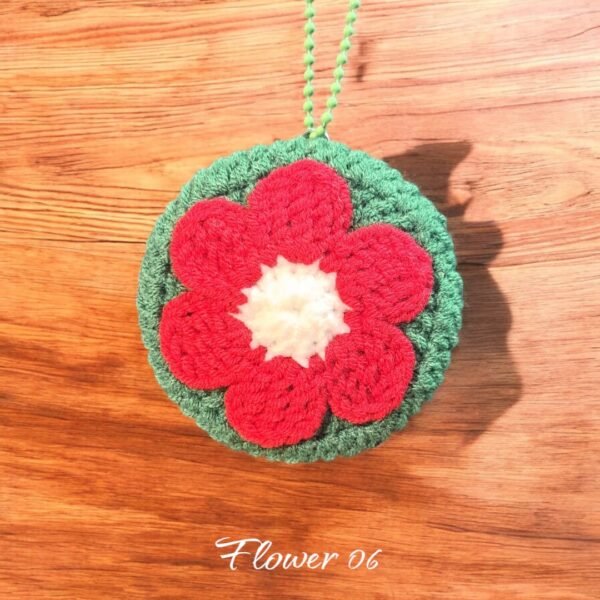 Crochet Pocket Mirror Keychain - (Flower)