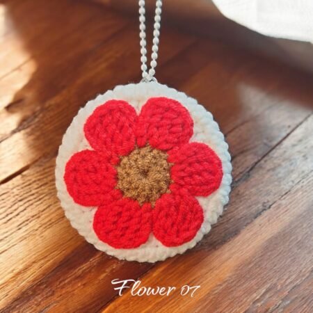Crochet Pocket Mirror Keychain - (Flower) - Image 7