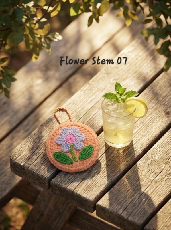 Crochet Pocket Mirror Keychain - (Blooming Flower)