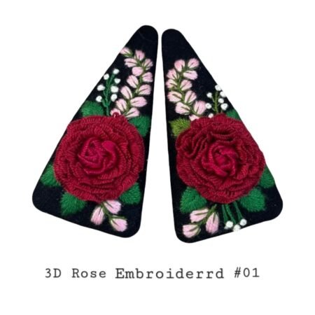 Handmade 3D Rose Embroidered Hair Clip - Image 2