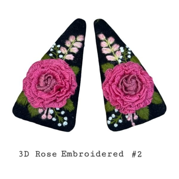 Handmade 3D Rose Embroidered Hair Clip