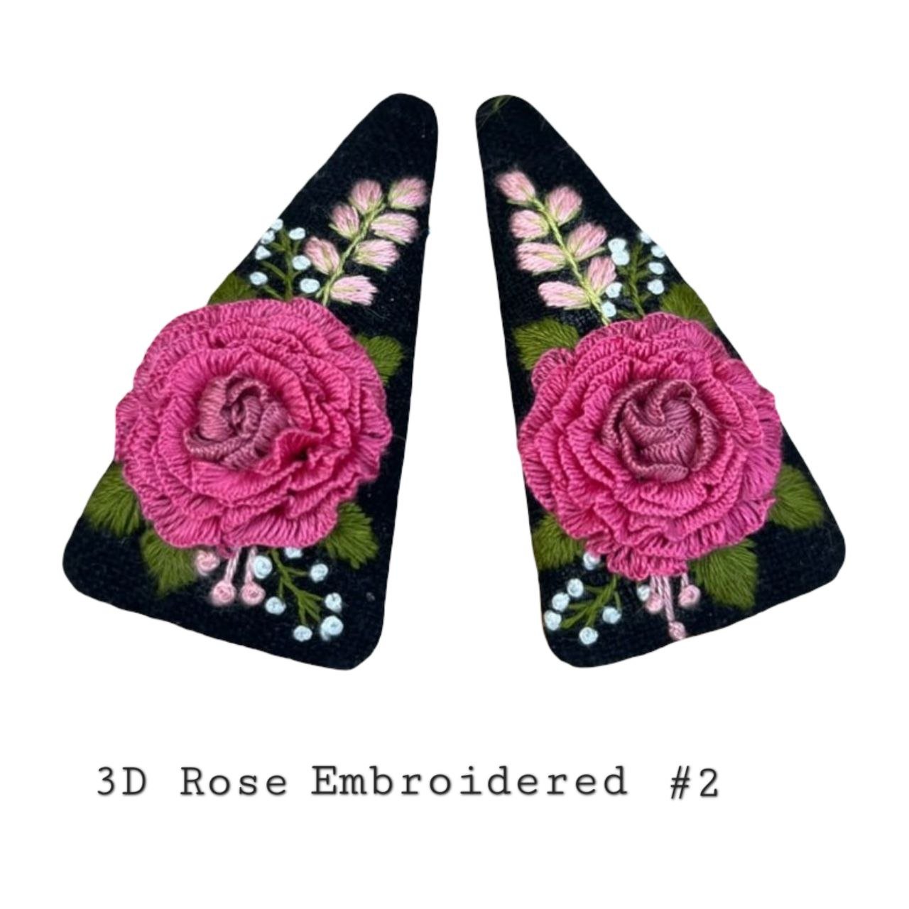 Handmade 3D Rose Embroidered Hair Clip - Image 3
