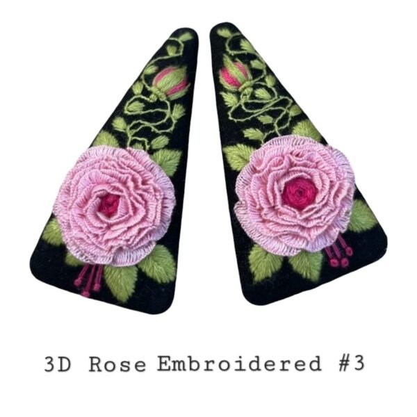 Handmade 3D Rose Embroidered Hair Clip