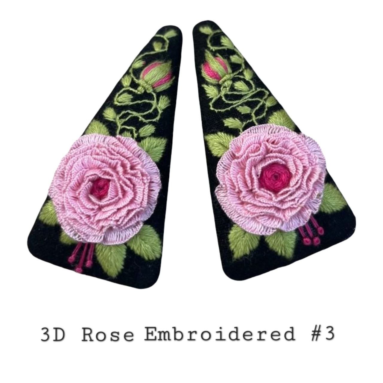 Handmade 3D Rose Embroidered Hair Clip - Image 4