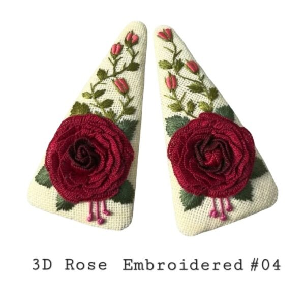 Handmade 3D Rose Embroidered Hair Clip