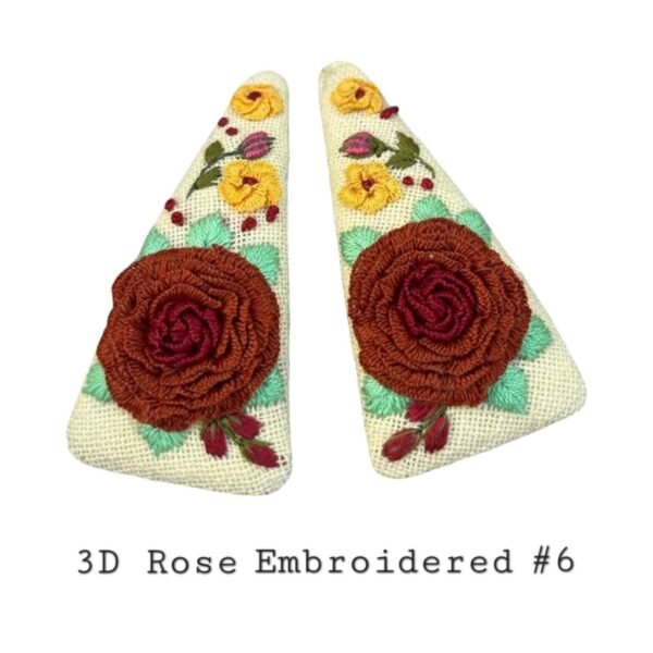Handmade 3D Rose Embroidered Hair Clip