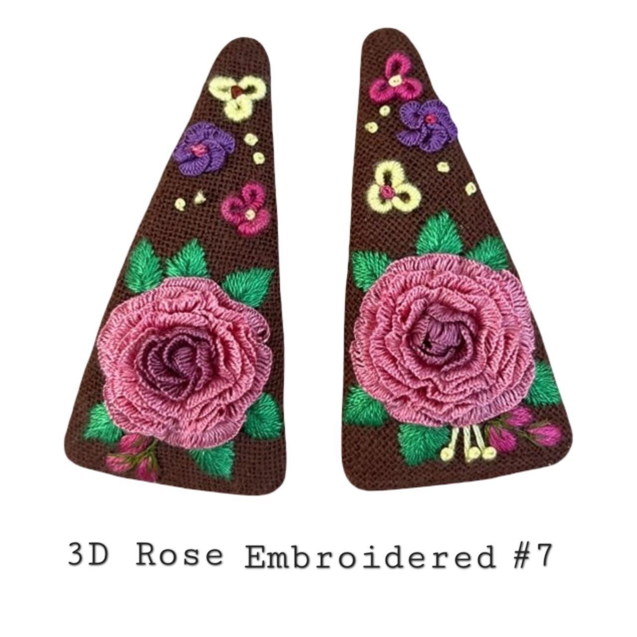 Handmade 3D Rose Embroidered Hair Clip - Image 8