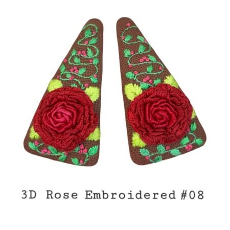 Handmade 3D Rose Embroidered Hair Clip - Image 9