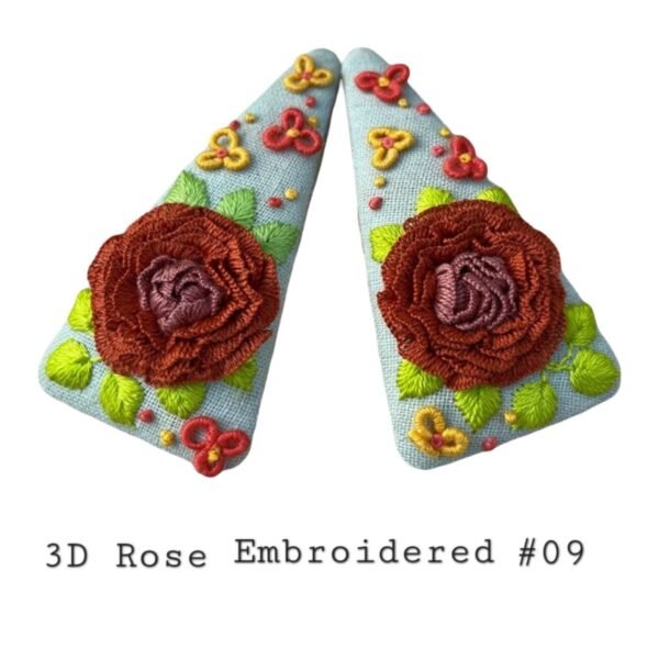 Handmade 3D Rose Embroidered Hair Clip