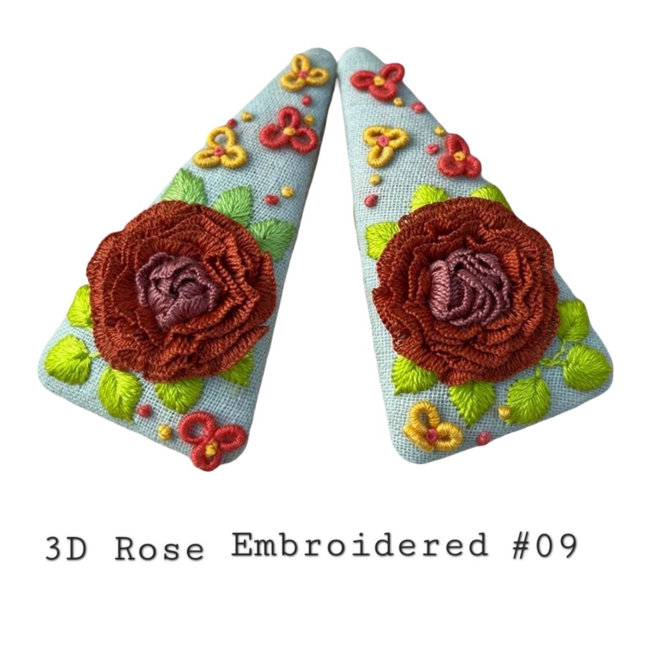 Handmade 3D Rose Embroidered Hair Clip - Image 10