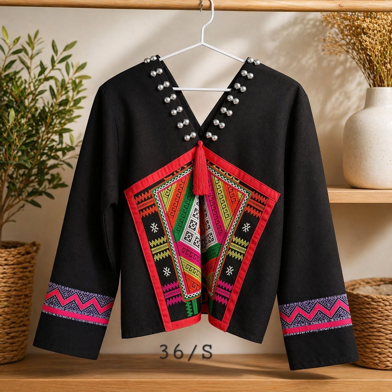 Hill Tribe Hemp Top - Thai Ethnic Embroidered Blouse - Image 2