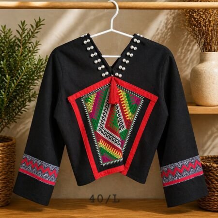 Hill Tribe Hemp Top - Thai Ethnic Embroidered Blouse - Image 4